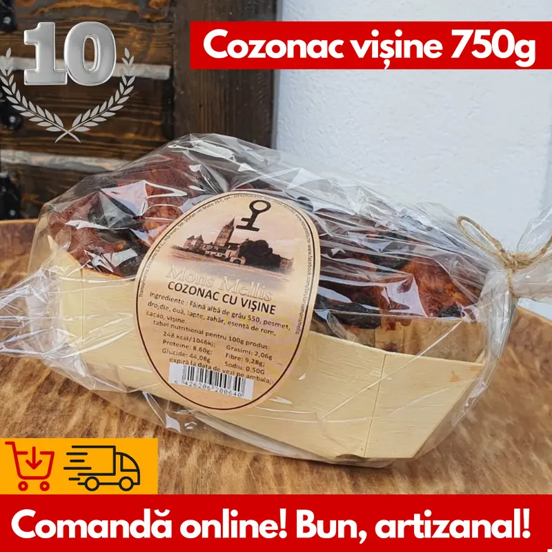 Cozonac artizanal cu Maia și Vișine Delicate 750g