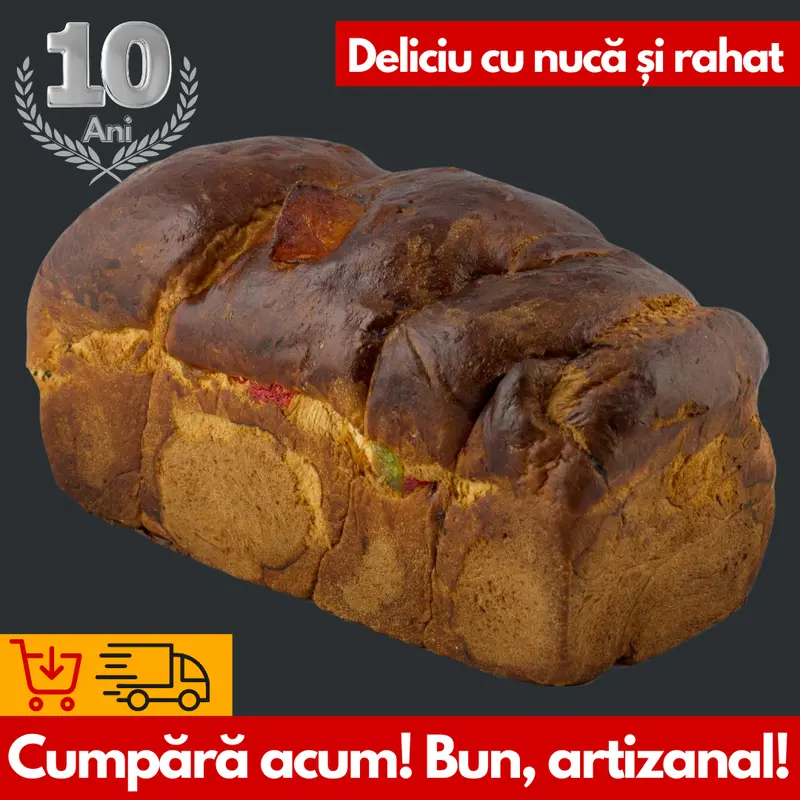 Cozonac cu Maia, Nucă și Rahat 1,8 kg - Deliciu Festiv de la Mons Mellis