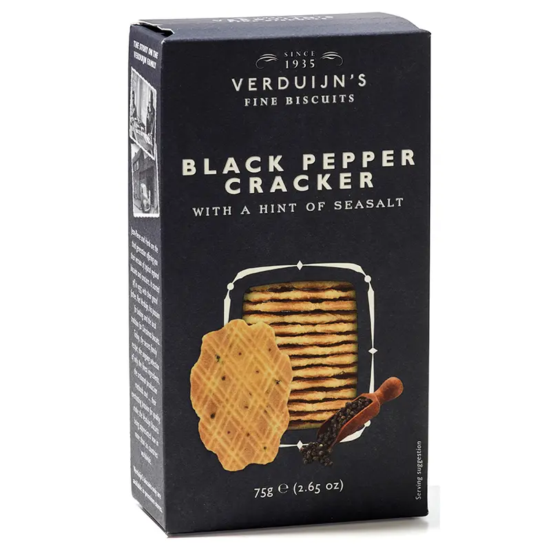 Crackers cu piper negru și un strop de sare marina Verduijn's Fine Biscuits 75g