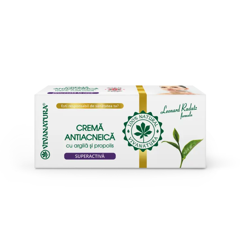 Crema antiacneica cu argila si propolis 20ml VivaNatura