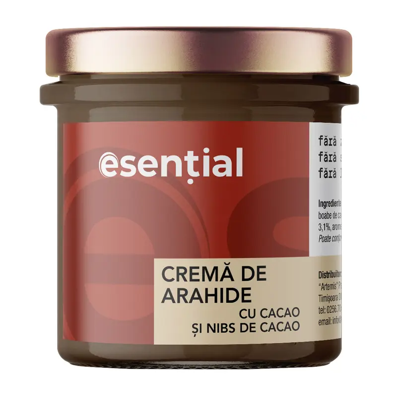 Crema de arahide cu cacao si nibs de cacao, 300 g