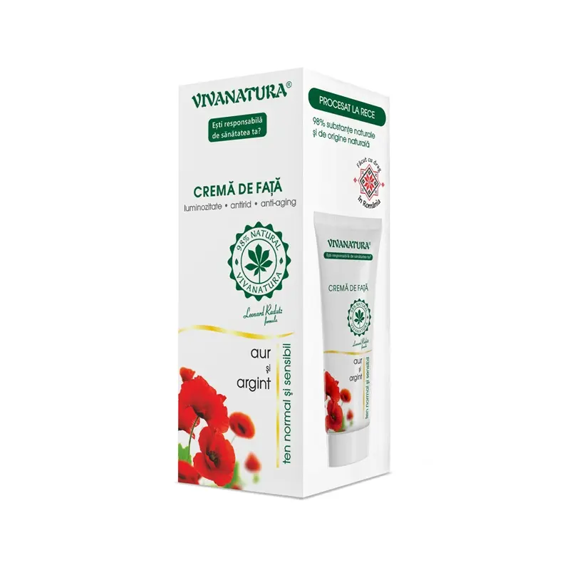 Cremă de față cu aur și argint ten normal 75 ml – VivaNatura