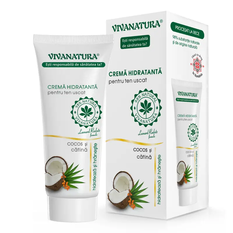 Crema hidratanta cu cocos si catina pentru ten uscat 75ml Viva Natura