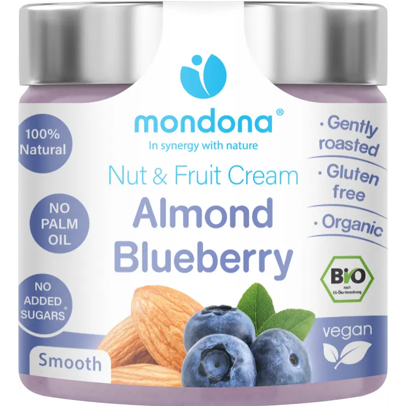 Crema Tartinabila Bio Vegana din Unt de Migdale si Afine Mondona 220 g