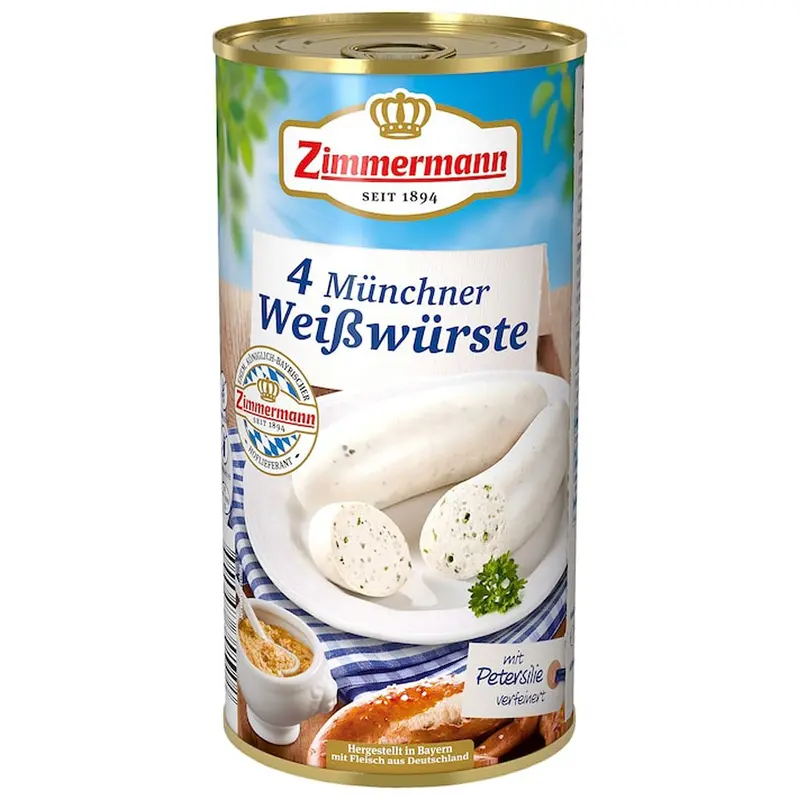 Crenvursti albi bio Munchen fara gluten, 530g | Zimmermann