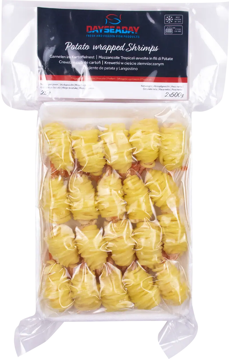 Creveți în Cuib de Cartofi, 1 kg (40 bucăți)