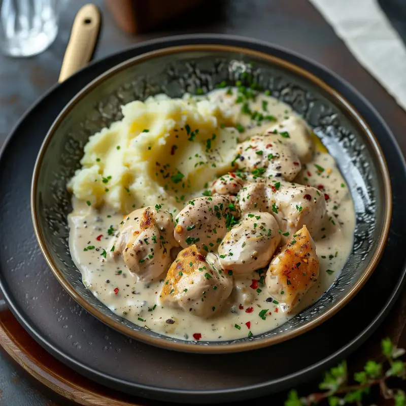 Curcan cu gorgonzola și piure