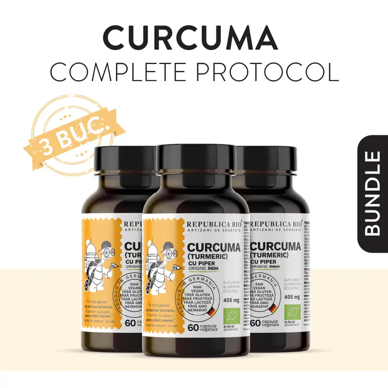CURCUMA COMPLETE PROTOCOL, pachet promotional, cura completa pentru 3 luni, BIO, RAW, VEGAN, ecologic