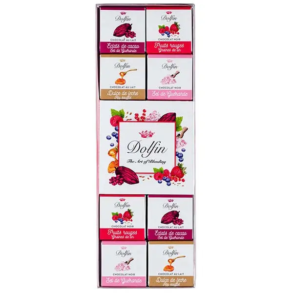 Cutie cu 24 de mini tablete de ciocolată Sweet & Salty, 4 arome, 108g Dolfin