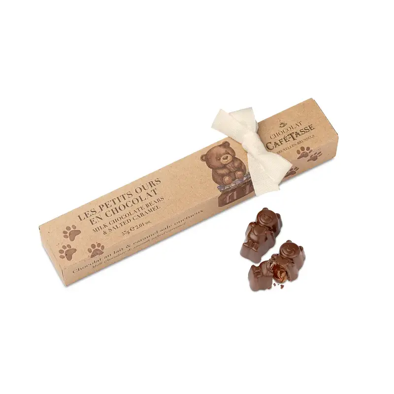 Cutie cu 6 ursuleți din ciocolată cu lapte și caramel sărat 57g Café-Tasse