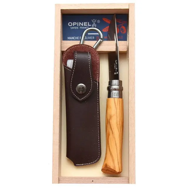 Cutit briceag Opinel No. 8 Inox Maslin si Teaca ( 001004 )