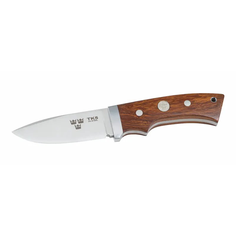 Cutit de vanatoare, otel 3G, maner lemn, teaca piele, FALLKNIVEN TK5L TRE KONOR