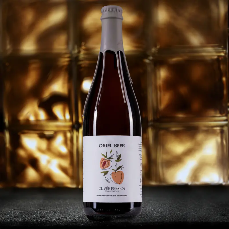 Cuvée Persica, bere de specialitate acră, baricată, cu drojdii sălbatice, sticlă 750 ml