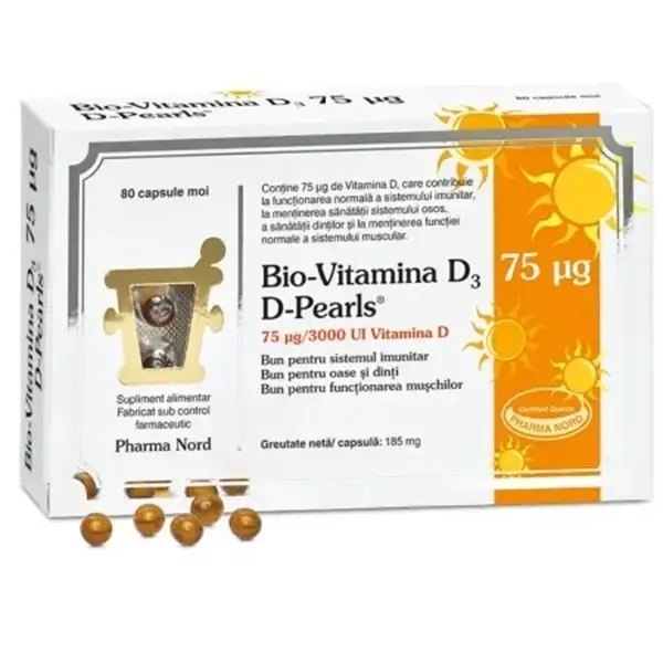 D-Pearls Bio-Vitamina D3 75 µg 80 capsule moi – Pharma Nord