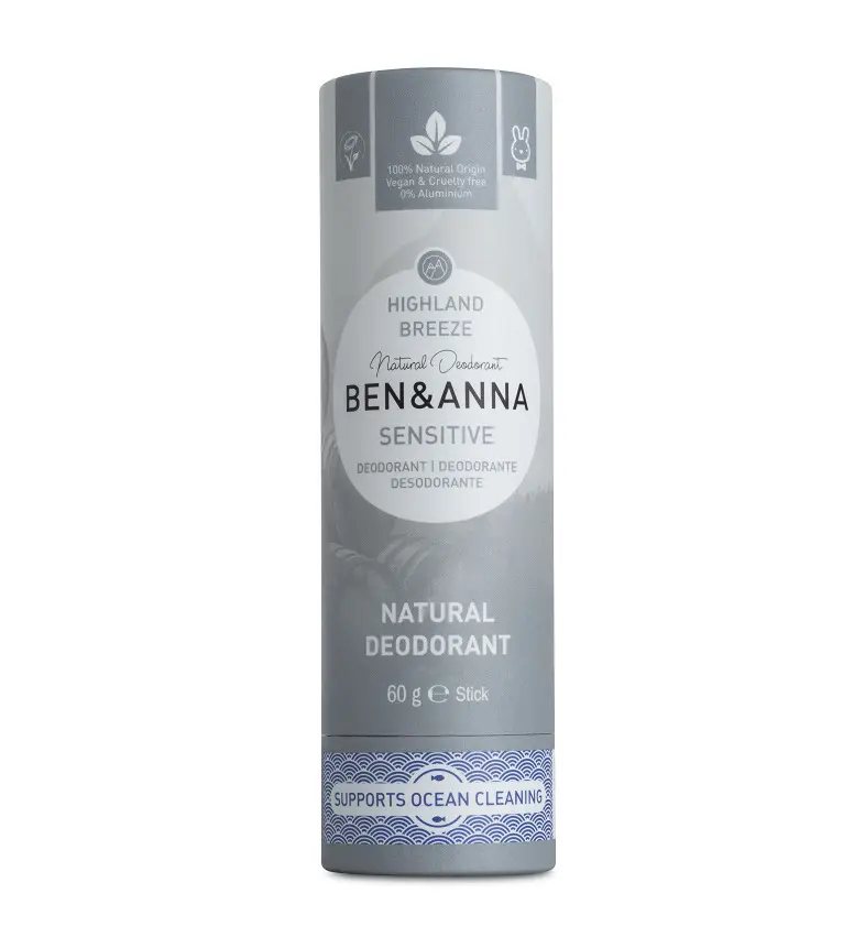 Deodorant Natural Stick Tub Carton Sensitive Highland Breeze Ben & Anna 60 g