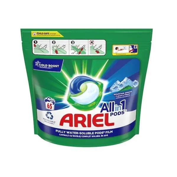 Detergent Ariel All in One PODS Mountain Spring Universal 65 spalari