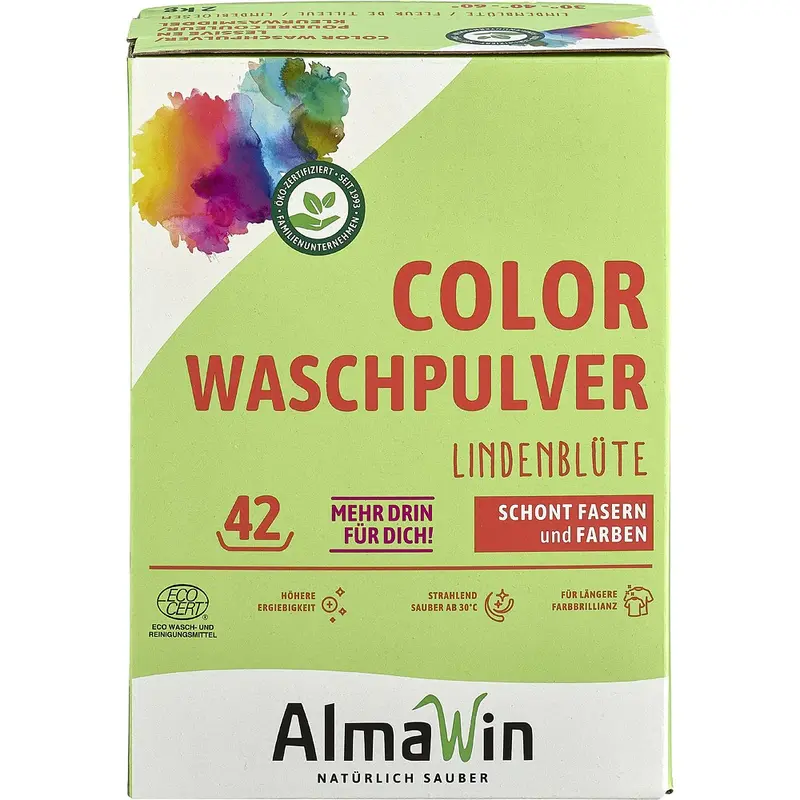Detergent pudra pentru rufe colorate cu parfum de flori de tei, 2kg | AlmaWin