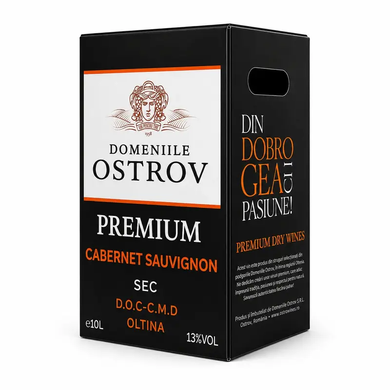 Domeniile Ostrov PREMIUM, Bag in box 10 litri, CABERNET SAUVIGNON, ROȘU, SEC
