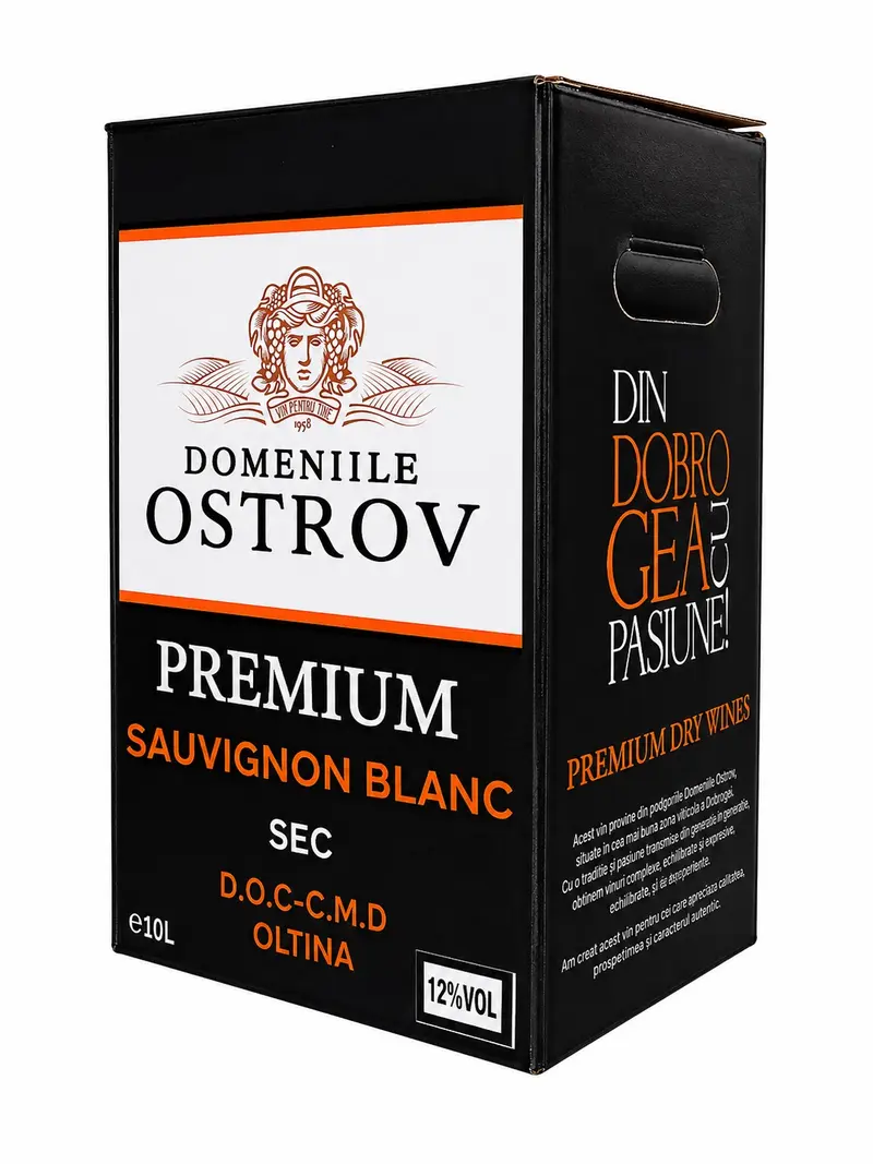 Domeniile Ostrov PREMIUM, Bag in box 10 litri, SAUVIGNON BLANC, ALB, SEC