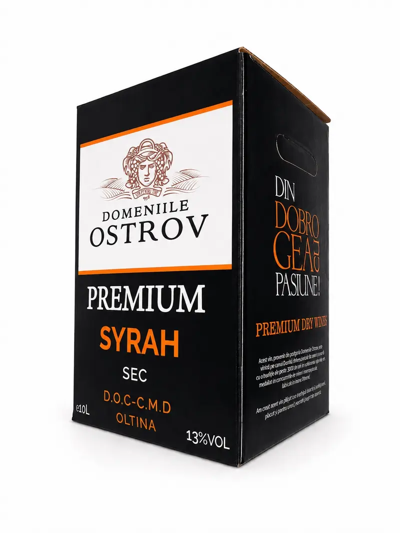 Domeniile Ostrov PREMIUM, Bag in box 10 litri, SYRAH, ROȘU, SEC
