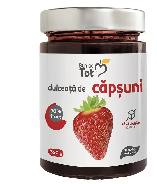 Dulceață de căpșuni fără zahăr adăugat 360 g – Dacia Plant