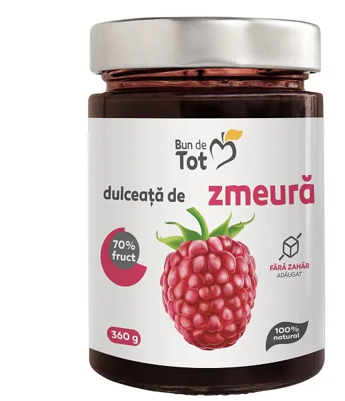 Dulceață de zmeură fără zahăr adăugat 360 g – Dacia Plant