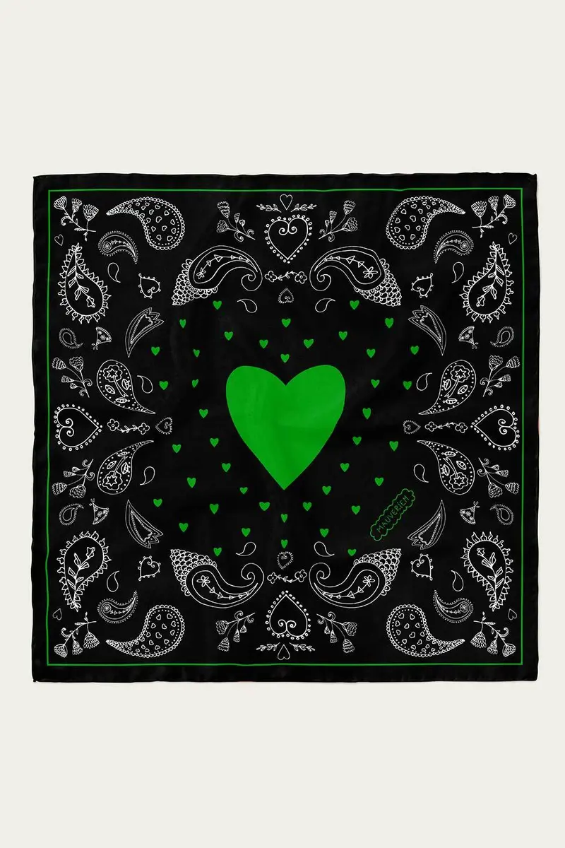 Eșarfă Neagră de Mătase Naturală Paisley Love