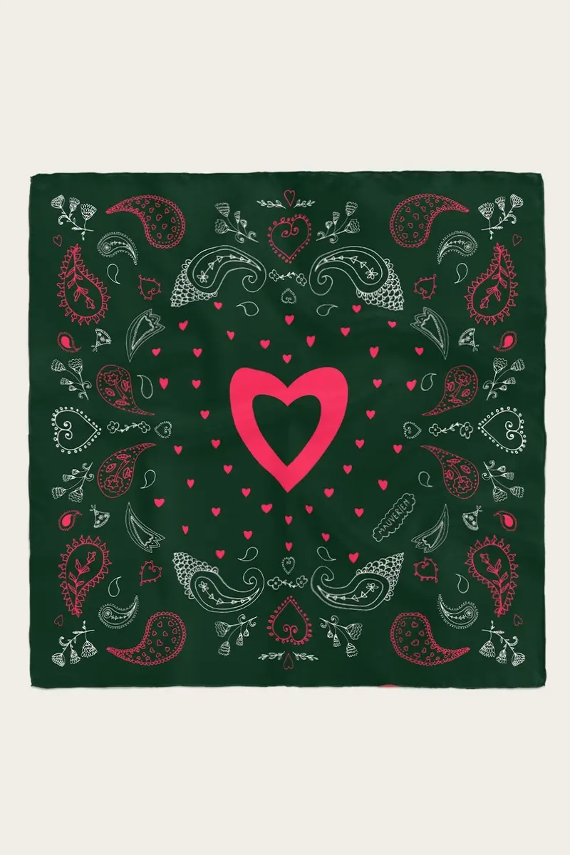 Eșarfă Verde Smarald de Mătase Naturală Paisley Love