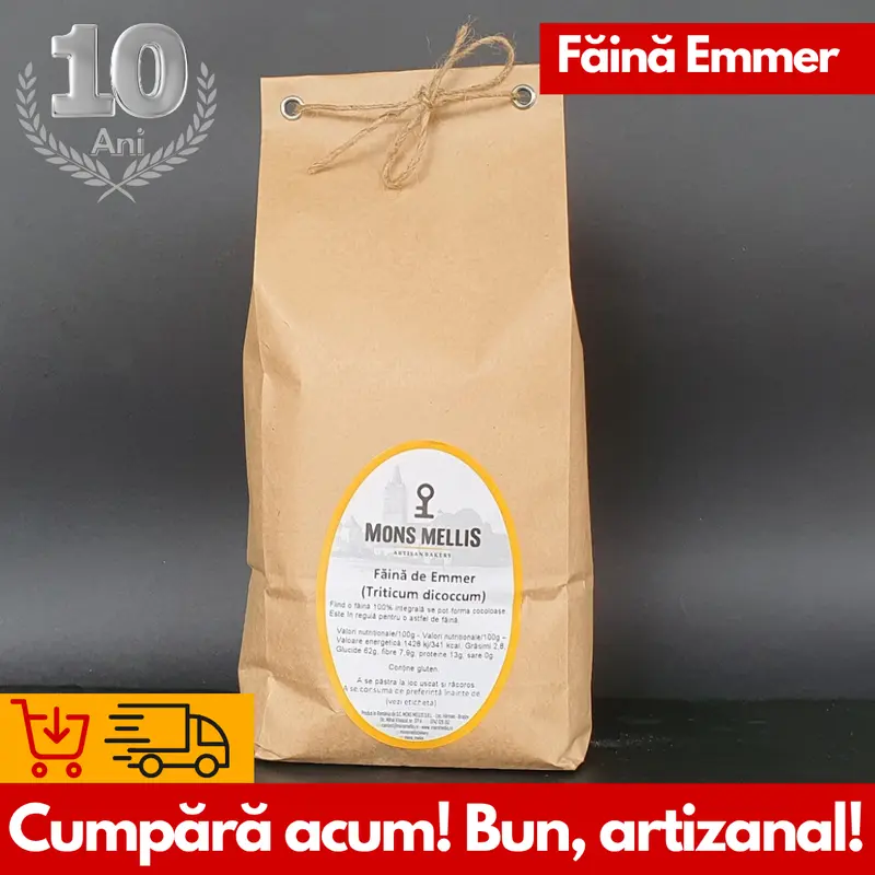 Făină Emmer Integrală 1 KG – Grâu Ancestral Triticum dicoccum