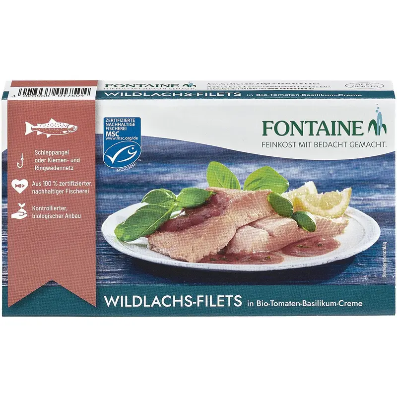File de somon salbatic in sos de tomate cu busuioc, 200g