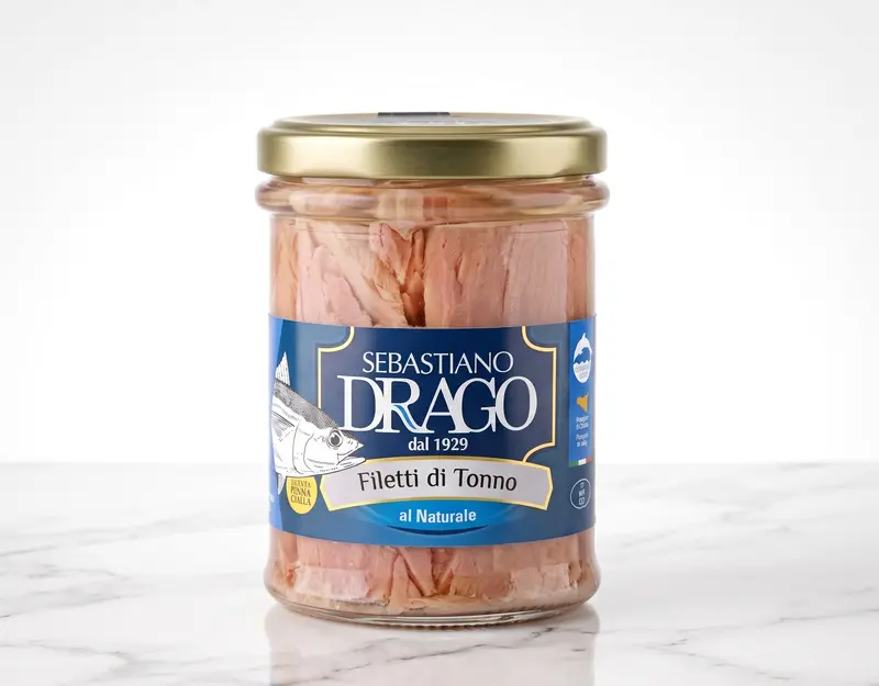 Fileuri de Ton Yellowfin în suc propriu, 200 gr, Sicilia, DRAGO