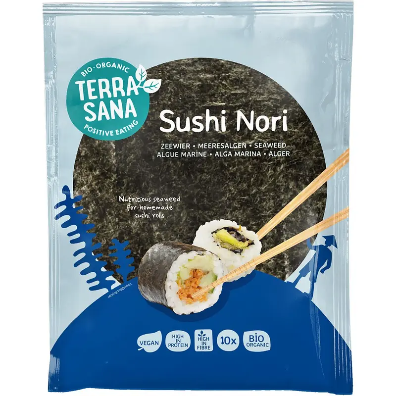 Foi bio de alge Sushi Nori vegane 10 bucati, 250g | Terrasana