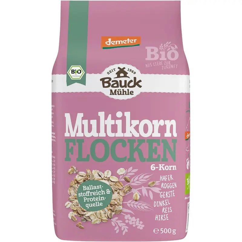 Fulgi bio din 6 cereale Demeter, 500g | BauckHof