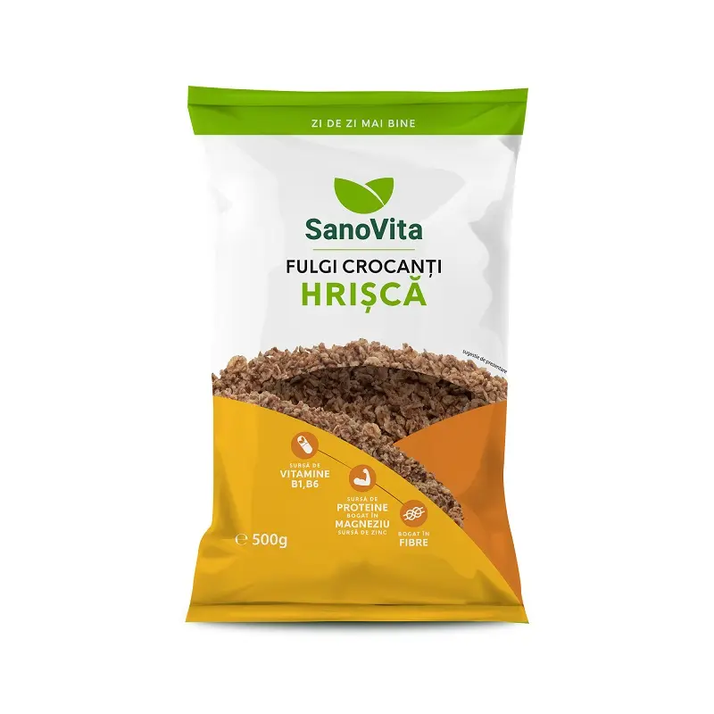 Fulgi crocanți de hrișcă 500 g – Sano Vita - Aport de fibre
