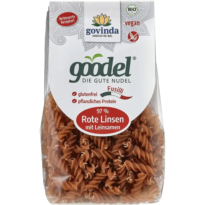 Fusilli bio din linte rosie fara gluten, 250g