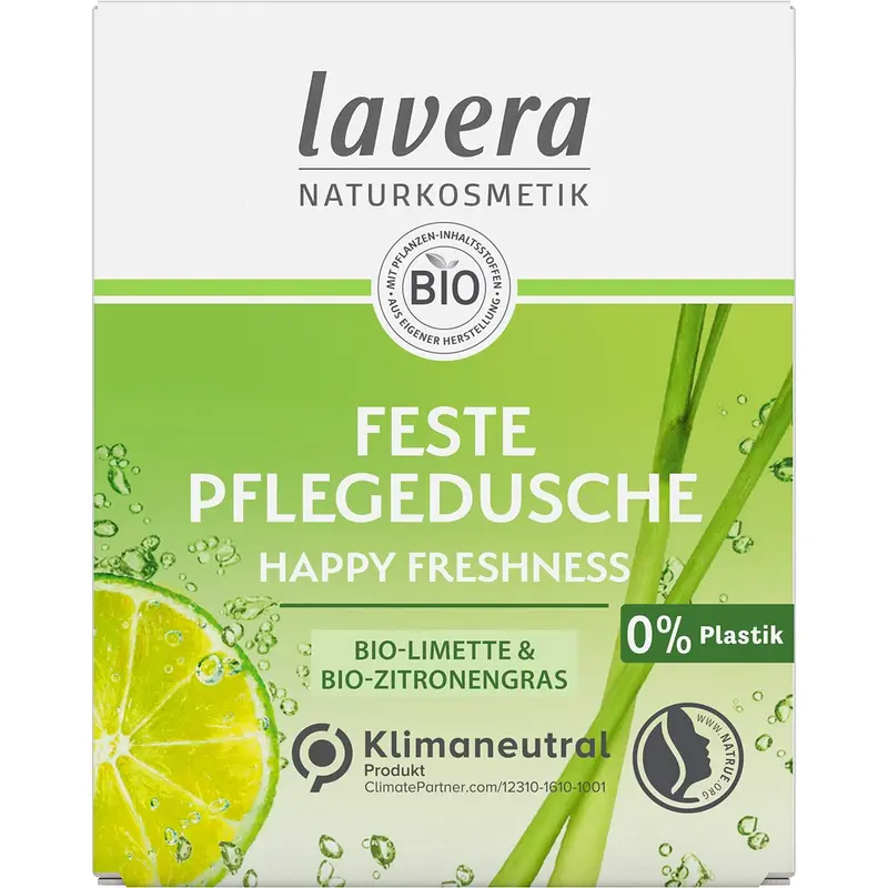 Gel de dus solid cu lime bio si zitronegrass bio Happy Freshness, 50g