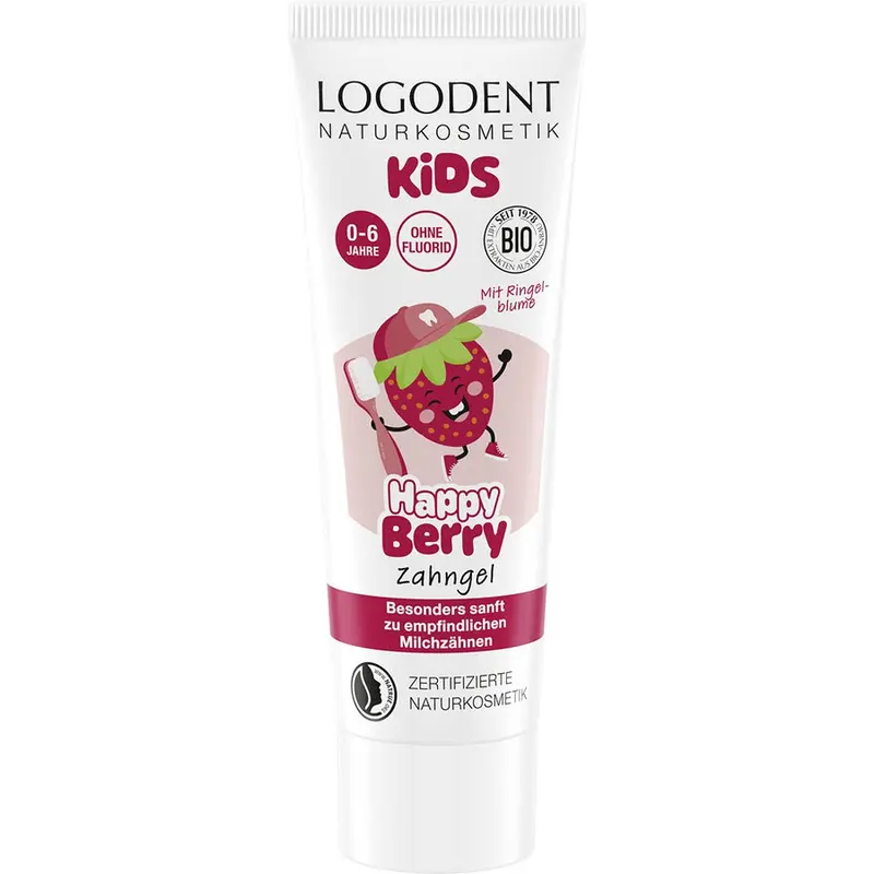Gel dentar pentru copii Happy Berry cu capsuni 0-6 ani, 75ml | Logodent