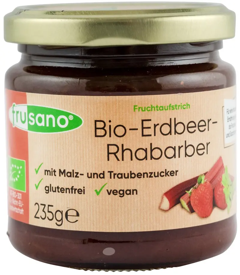 Gem bio de capsuni si rubarba, 235g Frusano