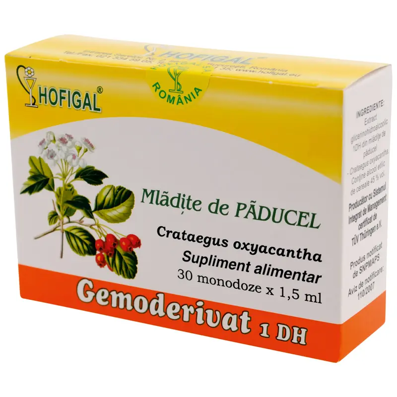 Gemoderivat mlădițe de păducel 30 monodoze x 1,5 ml – Hofigal