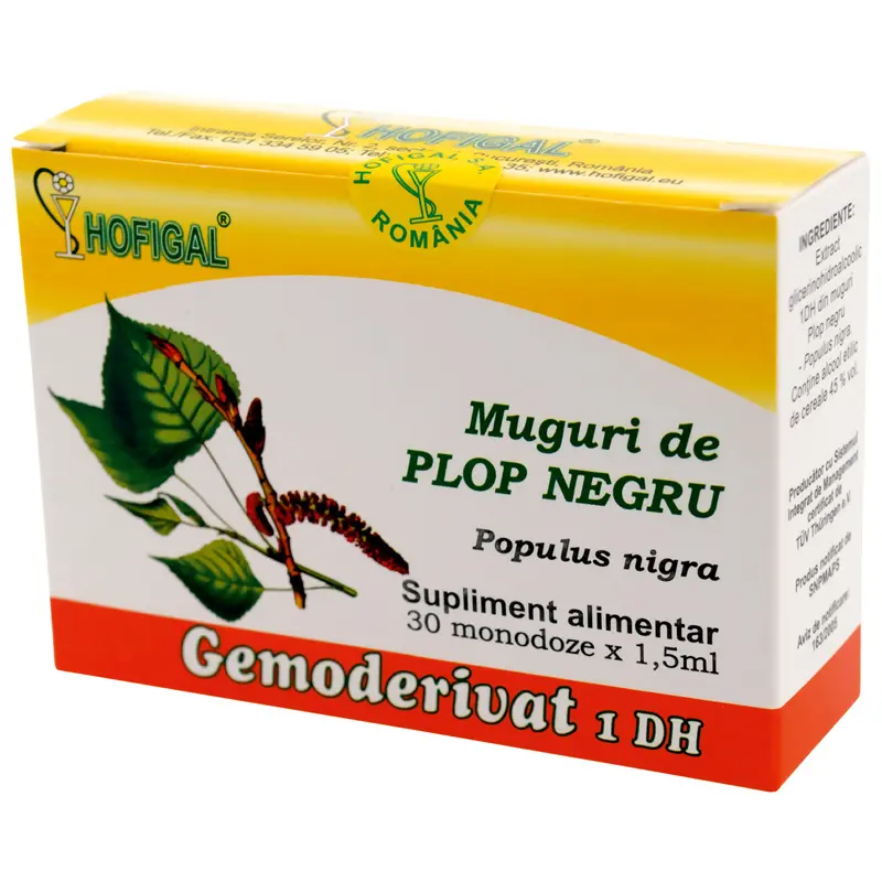 Gemoderivat muguri de plop negru 30 monodoze x 1,5 ml – Hofigal