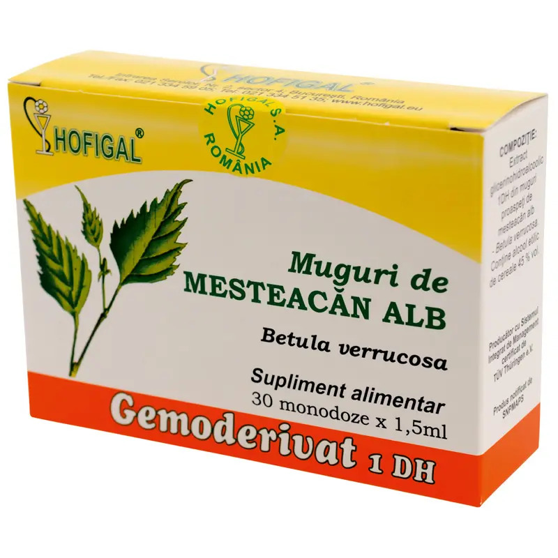 Gemoderivat muguri mesteacăn alb 30 monodoze x 1,5 ml – Hofigal