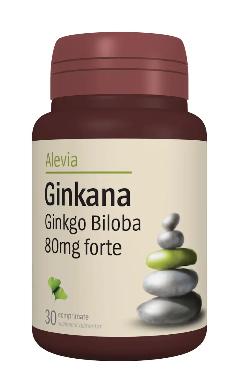 Ginkana Ginkgo biloba 80 mg 30 comprimate – Alevia