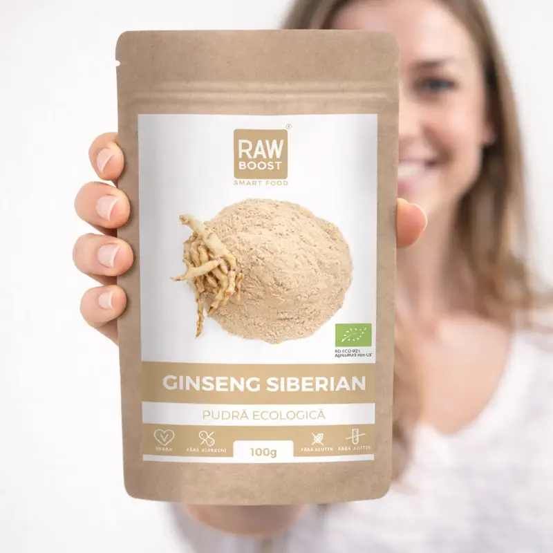 Ginseng Siberian Pudră ECO - Energizant, Revigorant, 100g | Rawboost