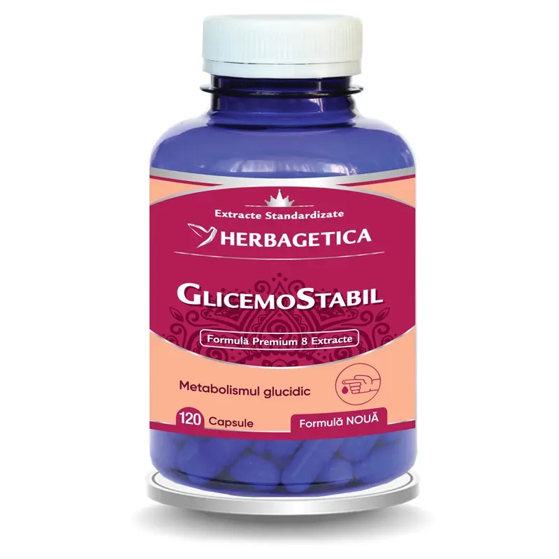 GlicemoStabil 120 capsule – Herbagetica - Digestie și afin