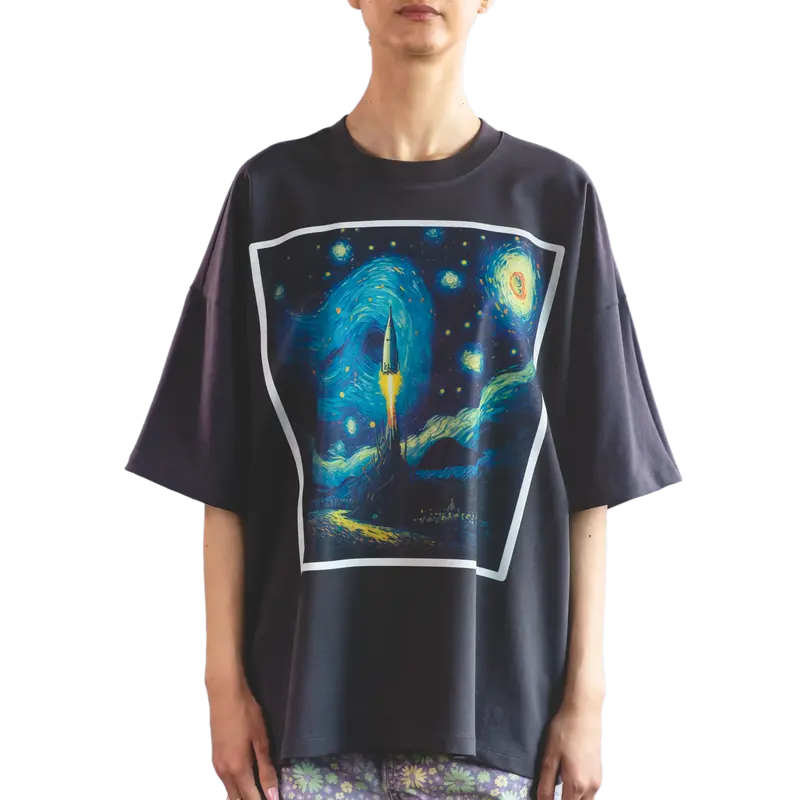 Gogh Rocket- Tricou Boxy Fit- Gri Antracit