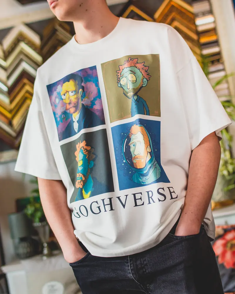 GoghVerse- Tricou Boxy Fit- Ecru