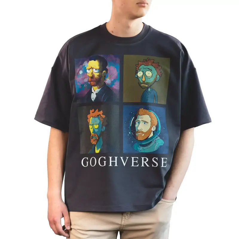 GoghVerse- Tricou Boxy Fit- Gri Antracit