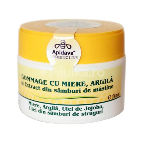 Gommage cu miere argila si extract din samburi de masline 50 ml Apidava