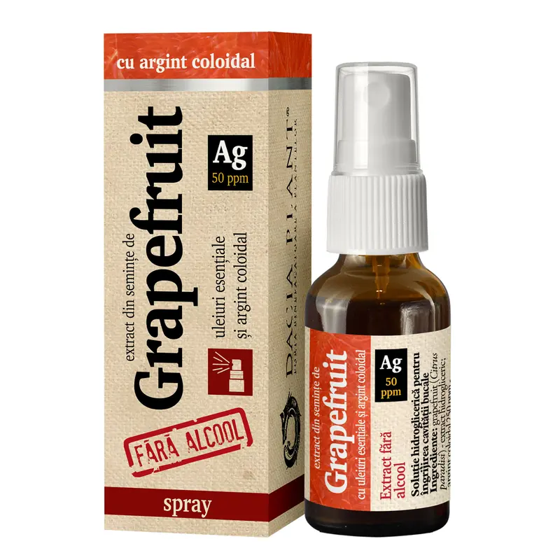 Grapefruit argint coloidal fără alcool 20 ml – Dacia Plant