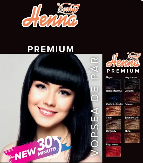 Henna premium negru 60 g – Henna Sonia - Colorant din plante